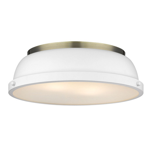 Duncan Two Light Flush Mount in Aged Brass (62|360214ABWHT)