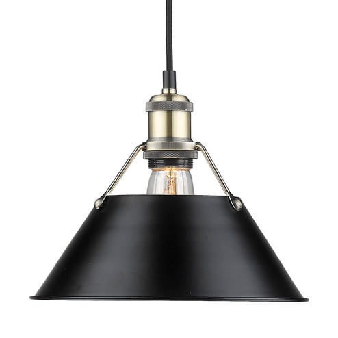 Orwell One Light Pendant in Aged Brass (62|3306MABBLK)