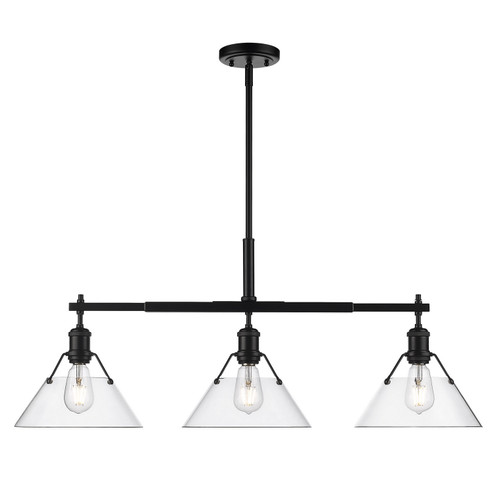 Orwell Three Light Linear Pendant in Matte Black (62|3306LPBLKCLR)