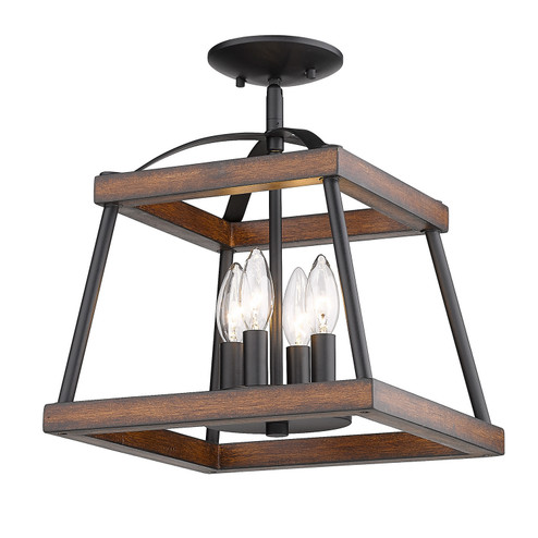 Teagan Three Light Semi-Flush Mount in Natural Black (62|3184SFNBRO)