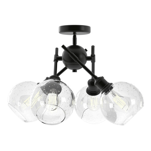 Axel BLK Four Light Semi-Flush Mount in Matte Black (62|1945SFBLKGLOBESD)