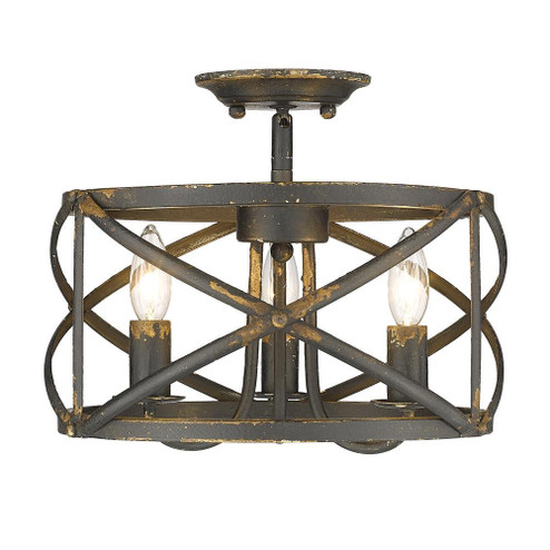 Alcott Three Light Semi-Flush Mount in Antique Black Iron (62|0890SFABI)