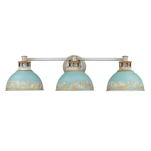 Kinsley Three Light Bath Vanity in Aged Galvanized Steel (62|0865BA3AGVTEAL)