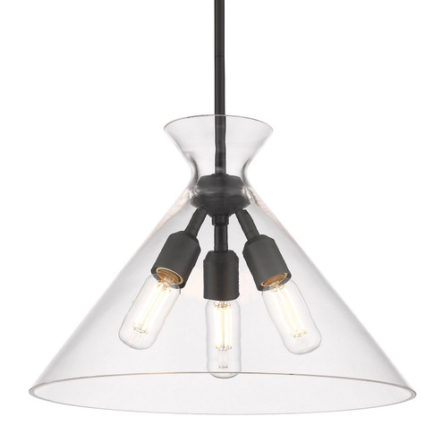 Malta Three Light Pendant in Matte Black (62|05113PBLKCLR)