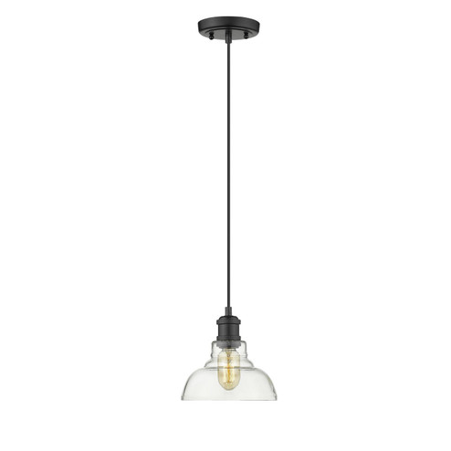 Carver One Light Mini Pendant in Matte Black (62|0305SBLKCLR)