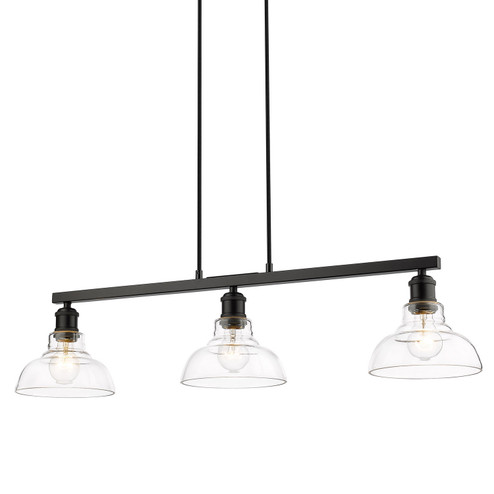 Carver BLK Three Light Linear Pendant in Matte Black (62|0305LPBLKCLR)