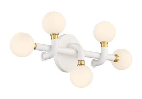 Tubular Five Light Bath in Matte White W/Honey Gold (42|P5510706L)