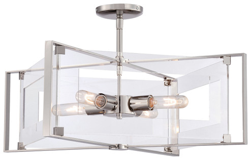 Crystal-Clear Four Light Convertible Semi Flush / Pendant in Polished Nickel (42|P1403613)