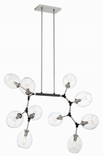 Nexpo Ten Light Chandelier in Brushed Nickel W/Black Accents (42|P1360619)