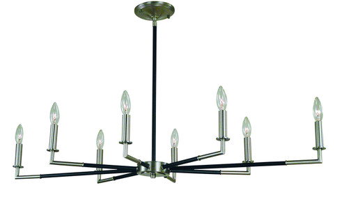 Schiller Eight Light Chandelier in Brushed Nickel with Matte Black Accents (8|L1088BNMBLACK)