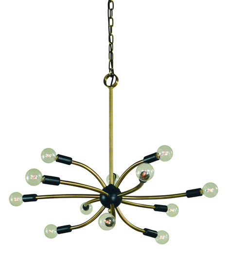 Comet 12 Light Chandelier in Antique Brass with Matte Black Accents (8|L1072ABMBLACK)