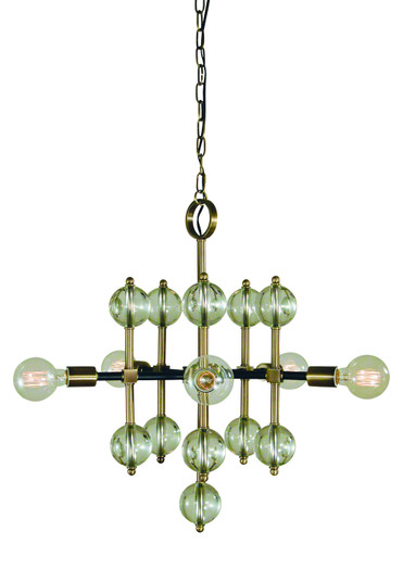 Gamma Five Light Chandelier in Antique Brass with Matte Black Accents (8|L1045ABMBLACK)