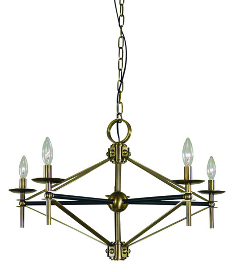 Fleurette Five Light Chandelier in Antique Brass with Matte Black Accents (8|L1025ABMBLACK)