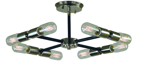 Gyrate Eight Light Semi-Flush Mount in Polished Nickel with Matte Black Accents (8|L1018PNMBLACK)