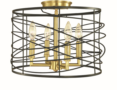 Boca Four Light Flush/Semi-Flush Mount in Brushed Brass and Matte Black (8|5617BRMBLACK)