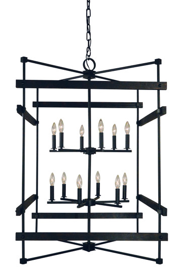 Rustic Chic 12 Light Foyer Chandelier in Matte Black (8|5278MBLACK)