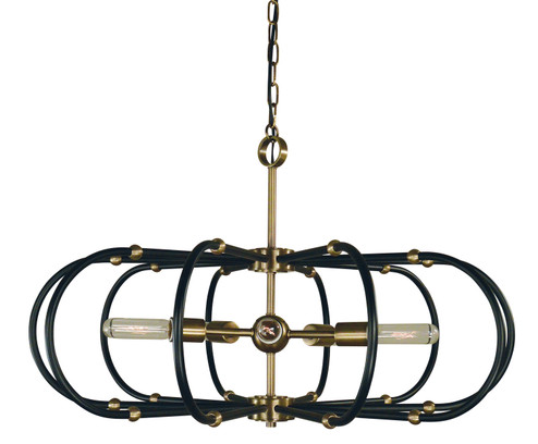 Pulsar Five Light Chandelier in Polished Nickel with Matte Black Accents (8|5105PNMBLACK)