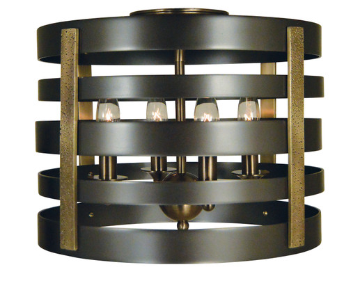 Pastoral Four Light Flush / Semi-Flush Mount in Mahogany Bronze with Antique Brass Accents (8|5090MBAB)