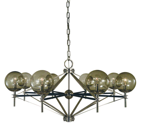 Calista Eight Light Chandelier in Polished Nickel with Matte Black Accents (8|5068PNMBLACK)