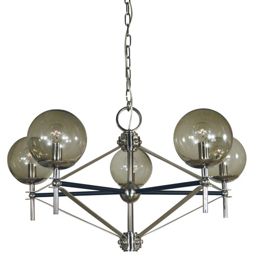 Calista Five Light Chandelier in Polished Nickel with Matte Black Accents (8|5065PNMBLACK)
