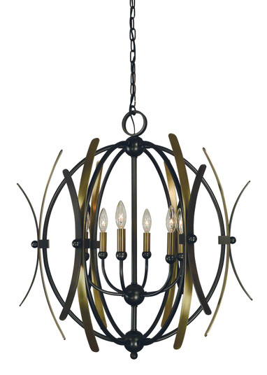 Monique Six Light Chandelier in Mahogany Bronze with Antique Brass Accents (8|5055MBAB)