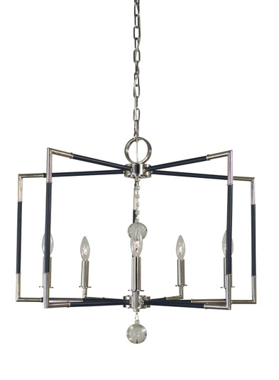 Felicity Five Light Chandelier in Polished Nickel with Matte Black Accents (8|5046PNMBLACK)