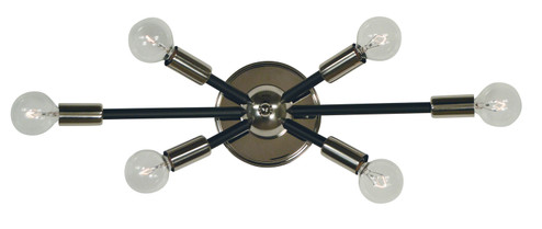Simone Six Light Wall Sconce in Polished Nickel w/Matte Black Accents (8|5015PNMBLACK)