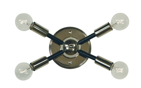 Simone Four Light Wall Sconce in Polished Nickel with Matte Black Accents (8|5014PNMBLACK)