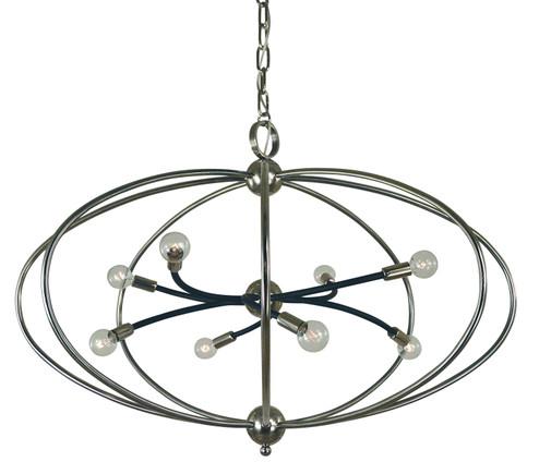 Orbit Eight Light Chandelier in Antique Brass with Matte Black Accents (8|4949ABMBLACK)