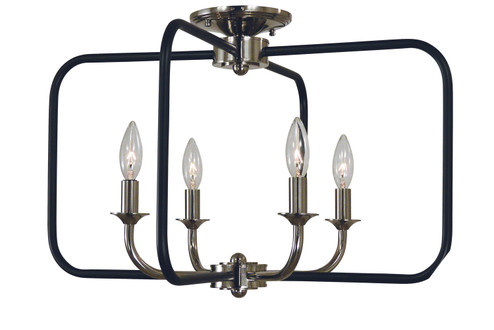 Boulevard Four Light Flush / Semi-Flush Mount in Polished Nickel with Matte Black Accents (8|4913PNMBLACK)