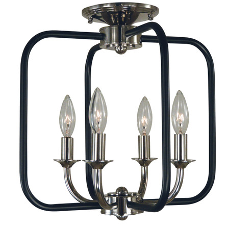 Boulevard Four Light Flush / Semi-Flush Mount in Antique Brass with Matte Black Accents (8|4911ABMBLACK)