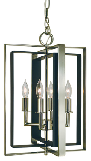 Symmetry Four Light Chandelier in Polished Nickel with Matte Black (8|4860PNMBLACK)