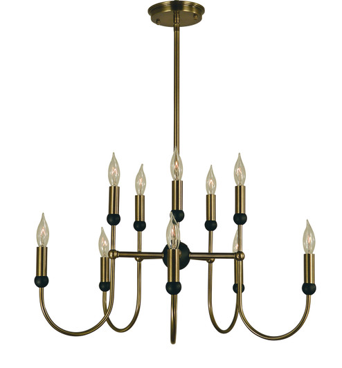 Nicole Ten Light Chandelier in Antique Brass with Matte Black (8|4795ABMBLACK)