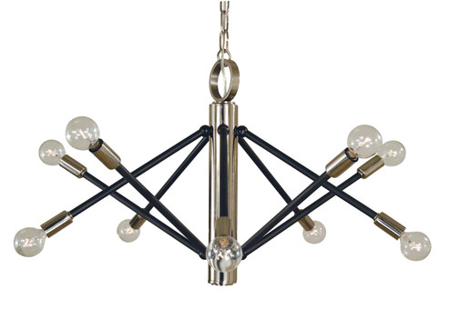 Felix Ten Light Chandelier in Polished Nickel with Matte Black Accents (8|4687PNMBLACK)