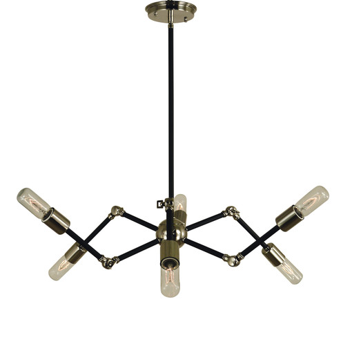 Felix Six Light Chandelier in Antique Brass with Matte Black (8|4686ABMBLACK)