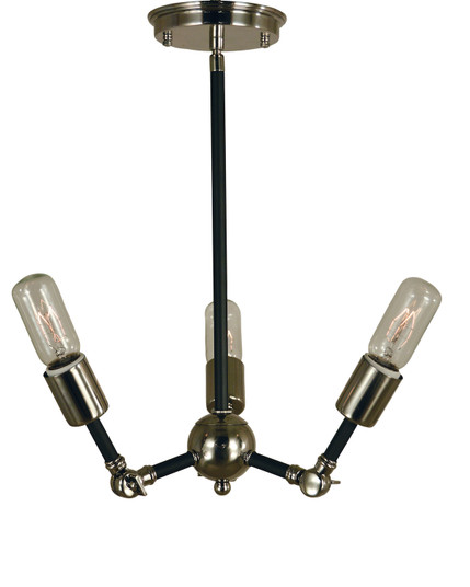 Felix Three Light Chandelier in Polished Nickel with Matte Black (8|4683PNMBLACK)