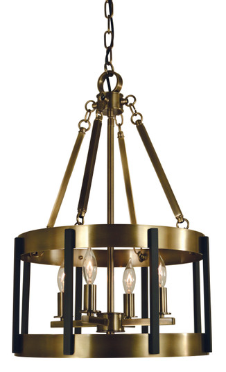 Pantheon Four Light Chandelier in Antique Brass with Matte Black (8|4664ABMBLACK)
