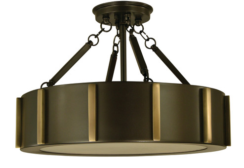 Pantheon Four Light Flush / Semi-Flush Mount in Mahogany Bronze with Antique Brass (8|4592MBAB)