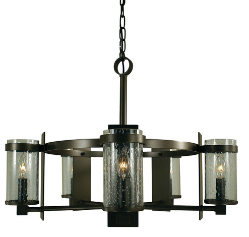 Hammersmith Five Light Chandelier in Mahogany Bronze with Frosted Glass (8|4435MBF)