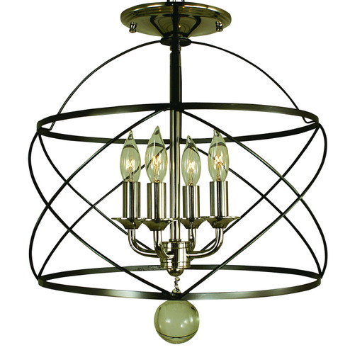 Nantucket Four Light Flush / Semi-Flush Mount in Mahogany Bronze/Antique Brass (8|4411MBAB)