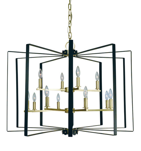 Camille 12 Light Foyer Chandelier in Satin Brass with Matte Black Accents (8|3058SBMBLACK)