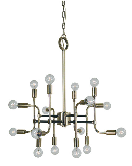 Fusion 16 Light Chandelier in Satin Brass with Matte Black Accents (8|3056SBMBLACK)