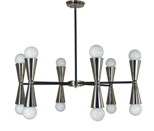 Equinox 12 Light Chandelier in Polished Nickel with Matte Black Accents (8|3036PNMBLACK)