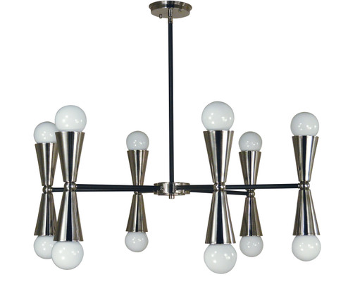 Equinox 12 Light Chandelier in Brushed Nickel with Matte Black Accents (8|3036BNMBLACK)