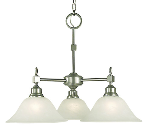 Taylor Three Light Chandelier in Brushed Nickel with White Marble Glass Shade (8|2439BNWH)