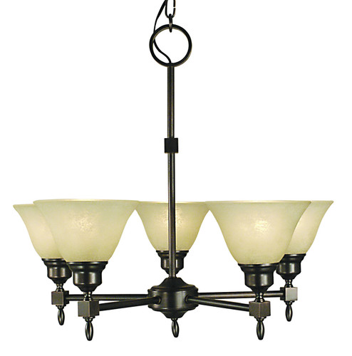 Taylor Five Light Chandelier in Siena Bronze with Amber Marble Glass Shade (8|2435SBRAM)