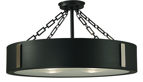 Oracle Four Light Flush / Semi-Flush Mount in Satin Pewter with Polished Nickel Accents (8|2416SPPN)