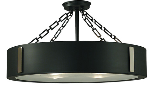 Oracle Four Light Flush / Semi-Flush Mount in Satin Pewter with Polished Nickel Accents (8|2412SPPN)