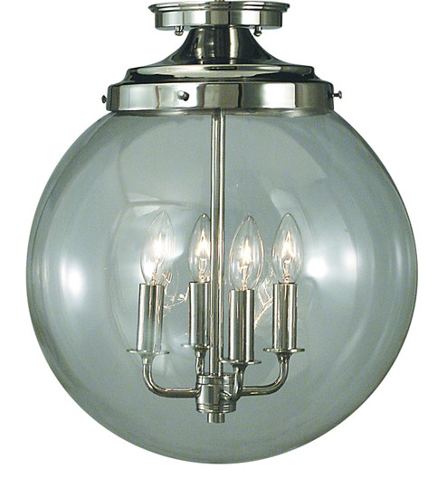 Moderne Four Light Flush / Semi-Flush Mount in Polished Silver (8|1058PS)