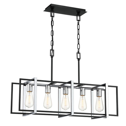 Stafford Five Light Chandelier in Chrome/Black (40|37118013)